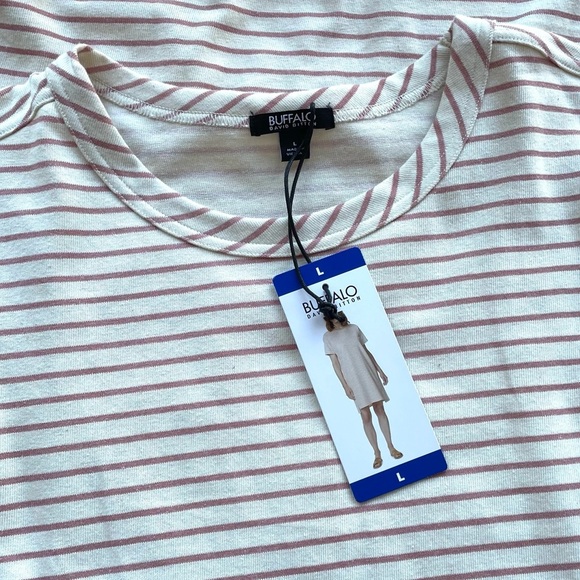 T-Shirt Dress Buffalo Striped Short Sleeve Size Large - Picture 2 of 4